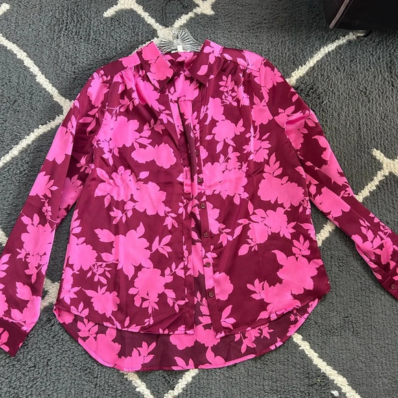 Pink/Maroon Floral Button Up Blouse - Picture 6 of 6